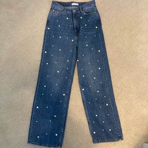 Zara pearl embellished jeans